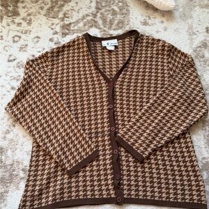 Brown Houndstooth Cardigan